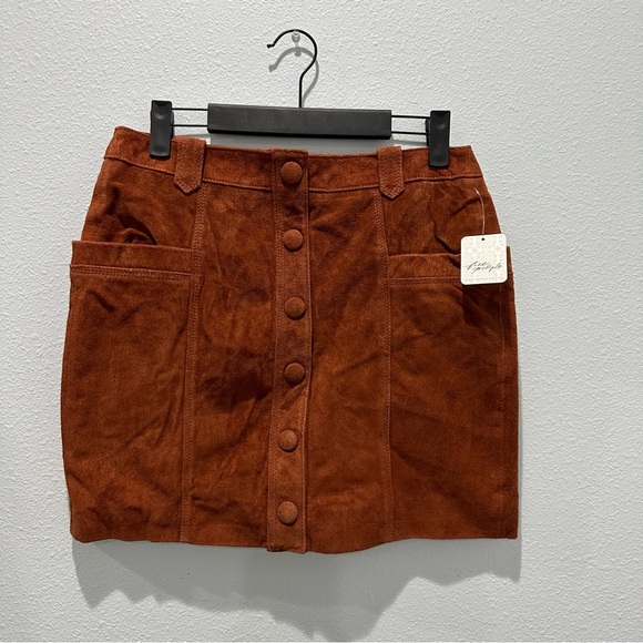 NWT Free People Blank NYC Sun Valley Skirt rust Sedona red - Picture 8 of 11